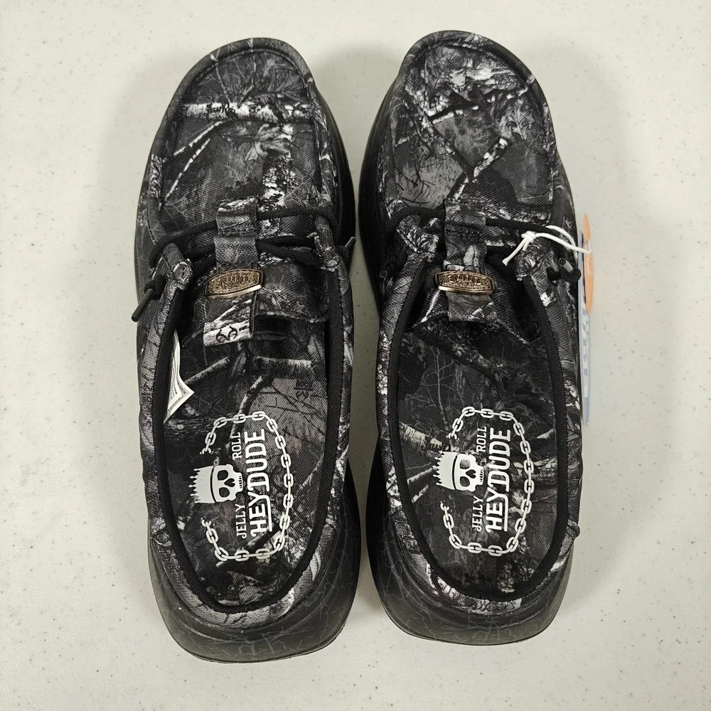 Hey Dude x Jelly Roll Wally Realtree Edge Camo Men's 10 Black Slip On Shoes NWT